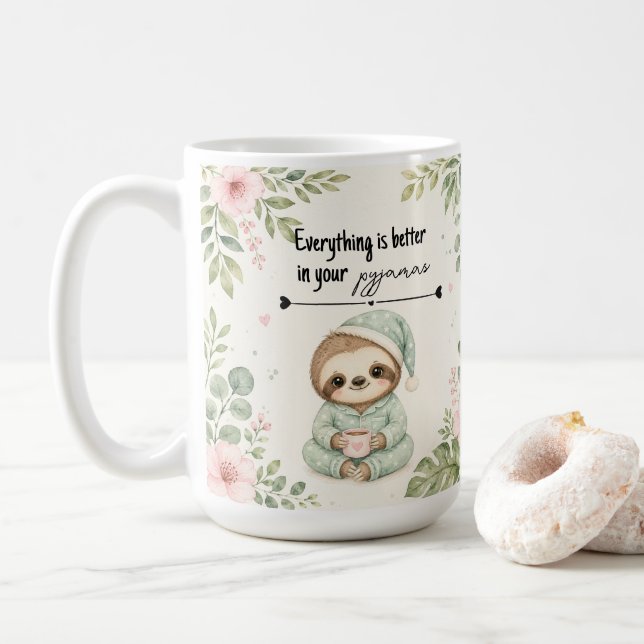 Café Presente de Caneca Tudo Melhor com Pijama Preguiça (Com Donut)