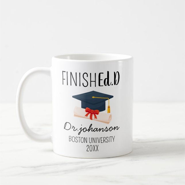 Café Presentes de Graduação EdD Para Ela e Ele, Caneca  (Esquerda)