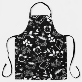 café preto e branco para jantar na cozinha