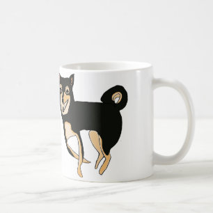 Café Preto engraçado & bonito e caneca do cão de Tan