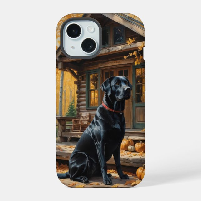 Café preto Labrador Retriever Log Cabine (Verso)