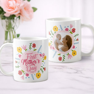 Café Primeiro Presente de Caneca de Flores Fotográficas