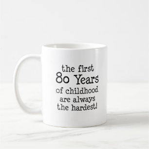 Café Primeiros 80 anos de caneca engraçada da infânci