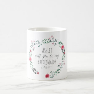 Café Proposta de Bridesmaid, caneca de aquarela botânic
