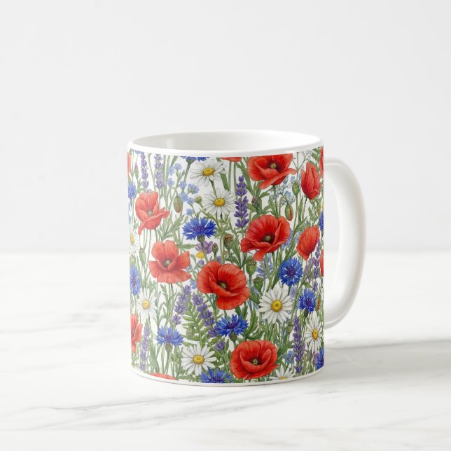 Café Protector de Caneca de Prado de Flores Silvestres  (Frente Esquerda)