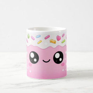 Café Protetor de Caneca Rosa e Branco Cute Purpurina