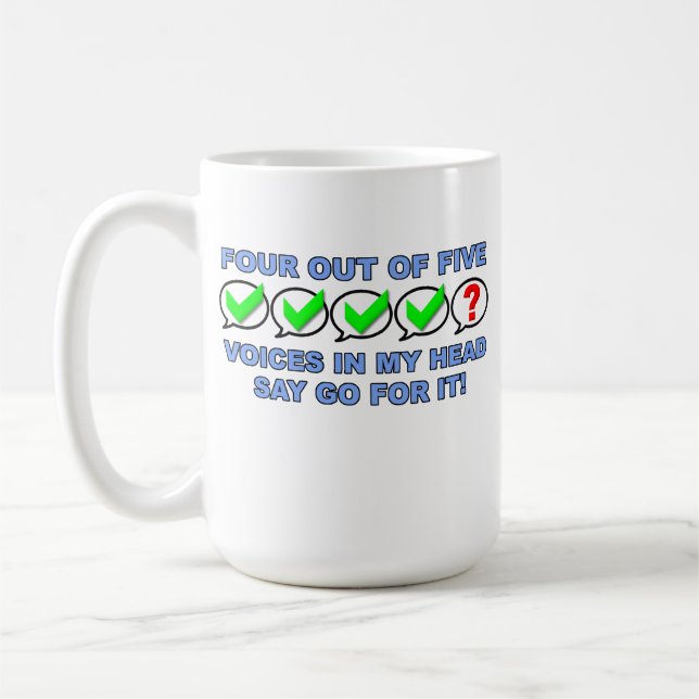 Café Quatro De Cada Cinco Vozes Caneca Divertida (Esquerda)