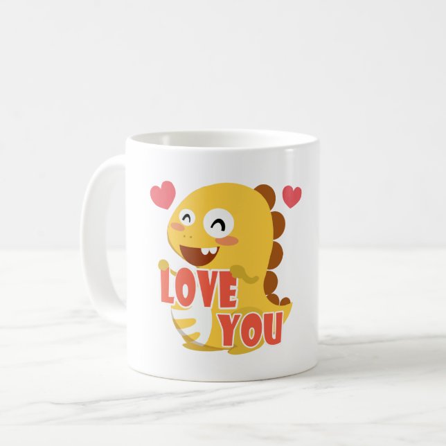 Café Queda de VIPKID na caneca de Dino do amor (Frente Esquerda)