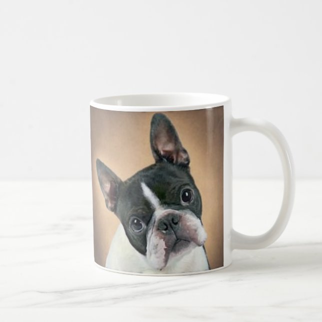 Café Quem mim caneca de Boston Terrier (Direita)