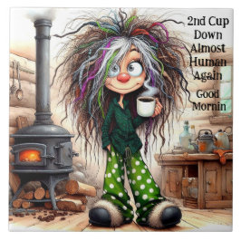 Café Quirky Lady Quase Azulejo Cerâmico Humano