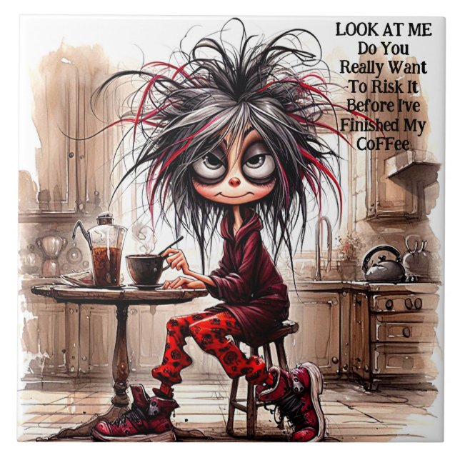 Café Quirky - Lady Risk It Cerâmica Azulejo (Frente)