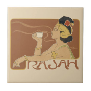 Café Rajah Art Nouveau Vintage, Senhora com Café