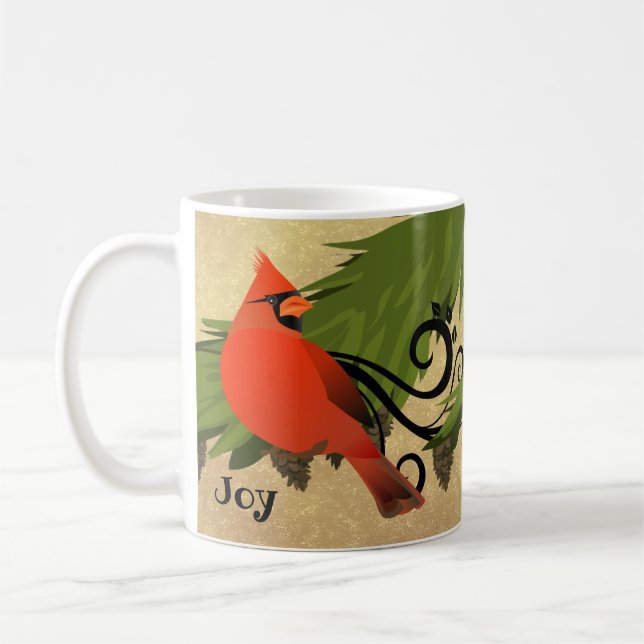 Café Red Cardinal Bird Personalizada Caneca de Natal (Esquerda)
