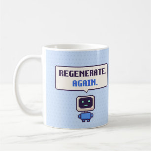 Café Regenerar. Novamente. Caneca de Pixel AI Engraçada