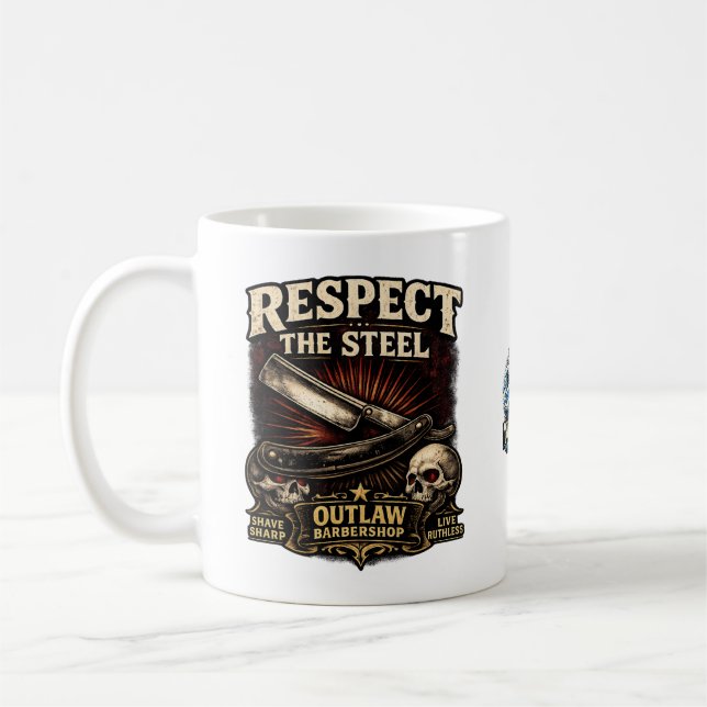 Café Respeite o Aço – Caneca de Navalha Reto (Esquerda)