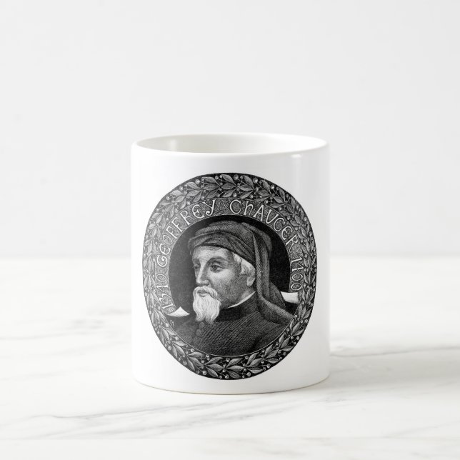 Café Retrato da caneca de Geoffrey Chaucer (Centro)