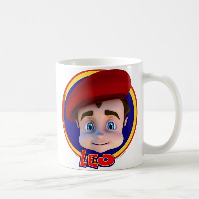 Café Retrato de Leo com caneca do logotipo (Direita)