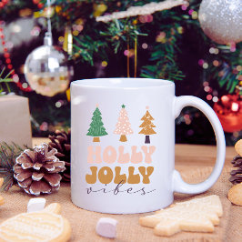 Café Retro Holly Jolly Vibes A Caneca De Natal