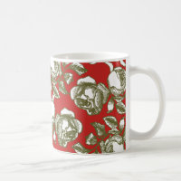 Rosa branco Dourado gravando na caneca vermelha de
