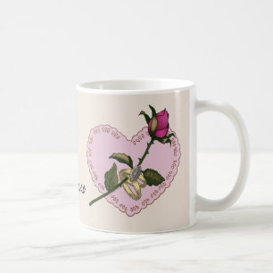 Café Rosa do Coração da caneca de casamento