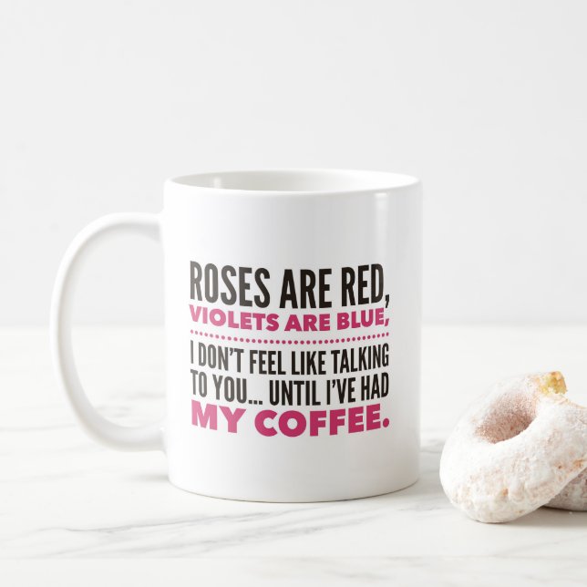 Café Rosas são vermelhas, violetas azuis, caneca de caf (Com Donut)