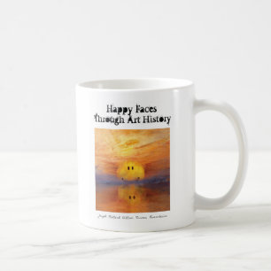 Café rostos felizes através da caneca de história da ar