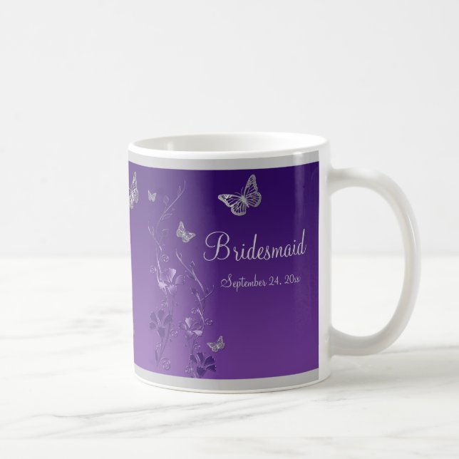 Café Roxo, borboletas de prata, caneca floral da dama (Direita)