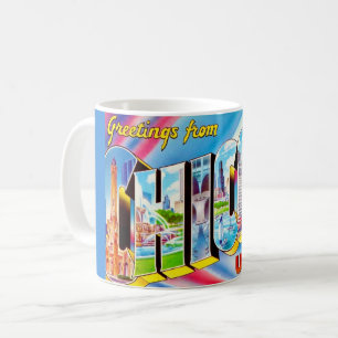 Café Saudações da Caneca Louca Colorida de Chicago