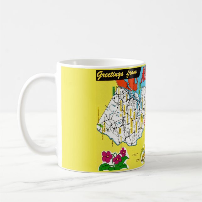 Café Saudações de Caneca com Mapa Antigo de Nova Jersey (Esquerda)