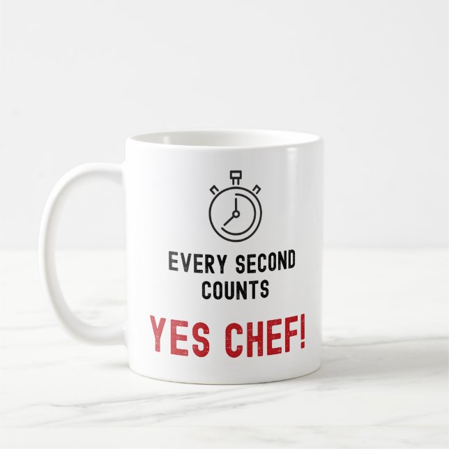Café Sim Sim Chef!  Caneca de Cada Segundo Conta (Esquerda)