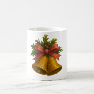 Café Sinos de Férias Dourados com Caneca de Laço Rosa