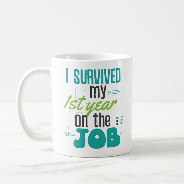 Café Sobreviva ao trabalhador de trabalho da caneca de (Esquerda)