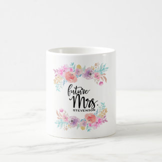 Café Sra. futura floral Caneca da cor de água