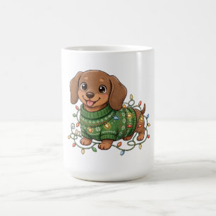 Café Suéter de Natal com Luzes Caneca de Cachorrinho Da