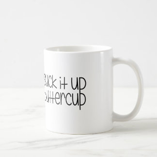 Café Sugue-o acima da caneca do botão de ouro