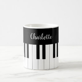Café Teclado de piano, caneca preto e branco