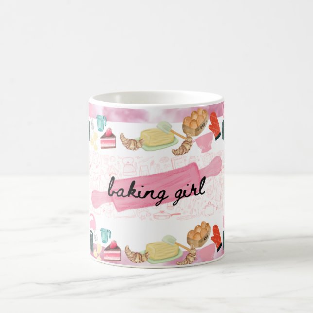 Café Tema de caneca de confeiteiros estilo baking girl (Centro)