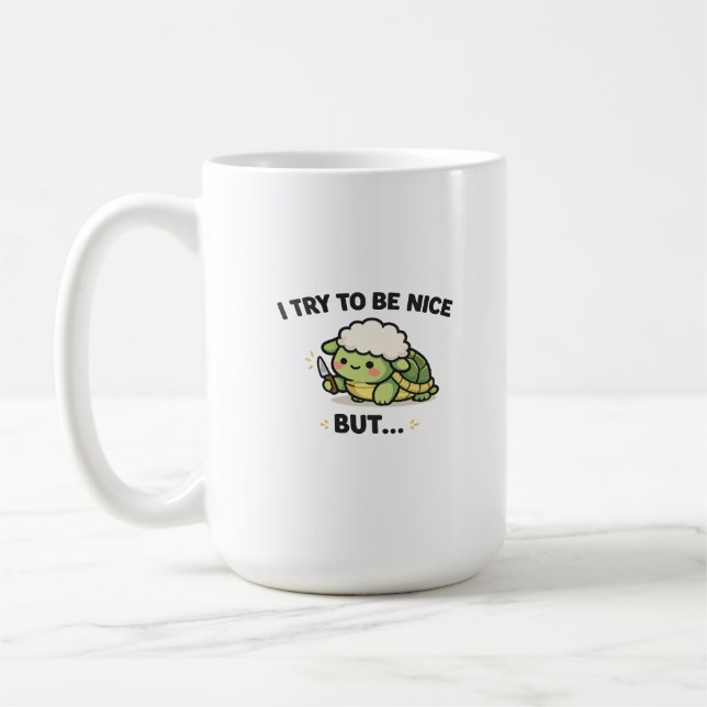 Café Tento Ser Simpático, Mas Caneca de Tartaruga com H (Esquerda)