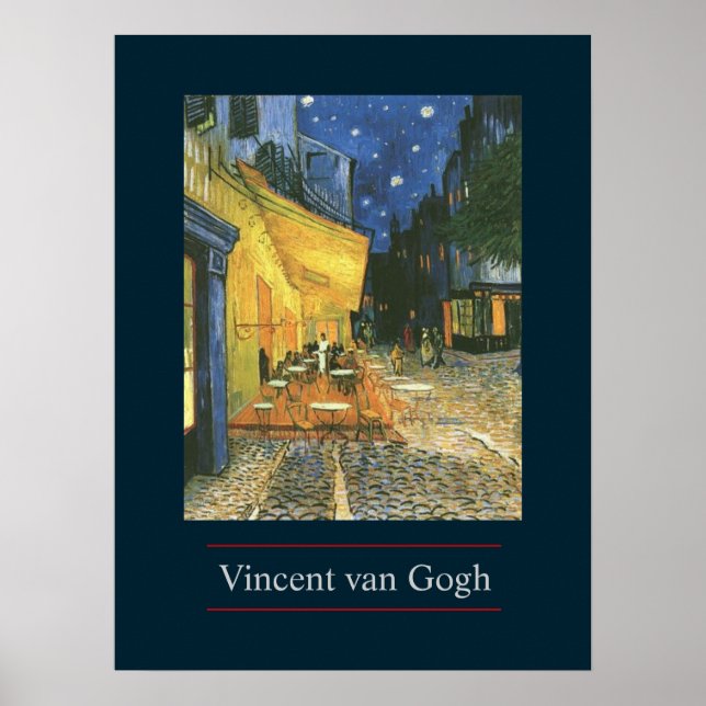 Café Terrace por van Gogh Poster Impressão (Frente)