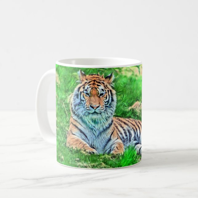 Café Tigre de Amur em Caneca Verde (Frente Esquerda)