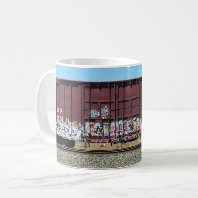 Café Trem dos grafites - caneca do comboio de (Frente Esquerda)