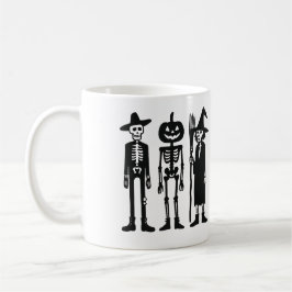 Café Trio de Esqueleto Assustador Caneca de Halloween