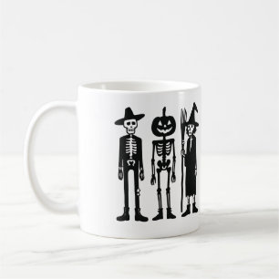 Café Trio de Esqueleto Assustador Caneca de Halloween