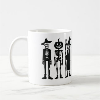 Café Trio de Esqueleto Assustador Caneca de Halloween
