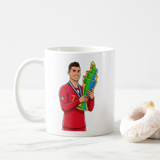 Café Troféu de Campeão de Futebol CR7 Caneca para Fã de