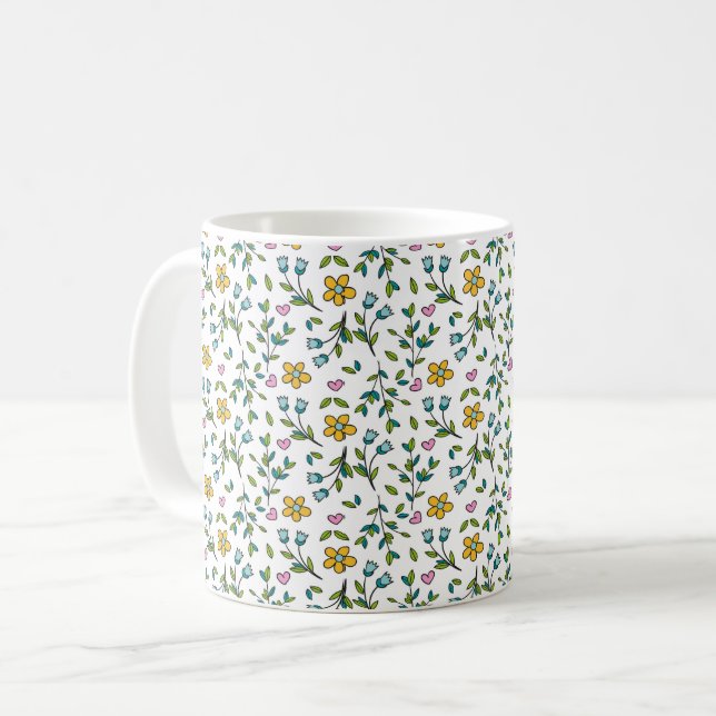 CAFÉ UM CANECA DE FLORES DELICADAS (Frente Esquerda)