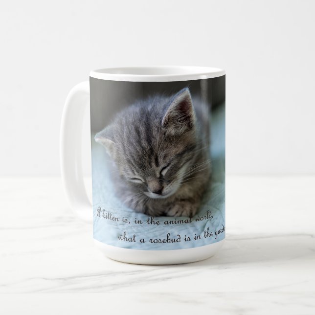 Café Um gatinho é uma caneca de gato rosebusto (Frente Esquerda)