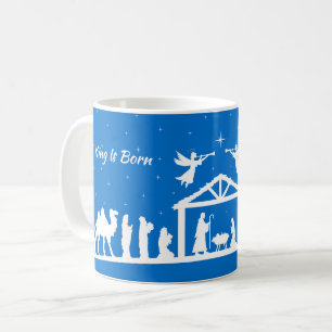 Café Um Rei É Nascido - Caneca Cena de Natal