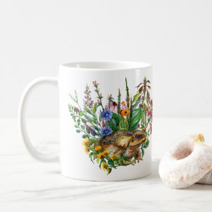 Café Um Sapo Entre A Caneca De Flores