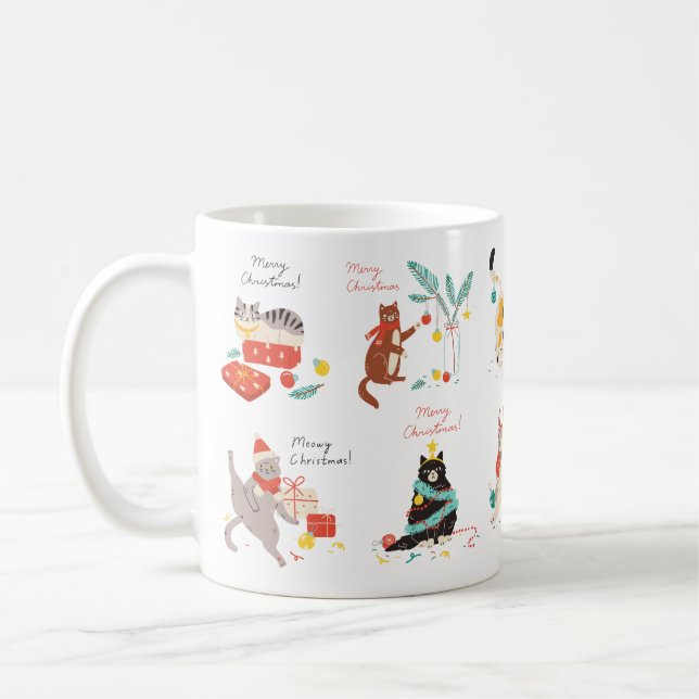 Café Uma caneca de Natal com o tema de um gato (Esquerda)